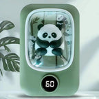 Calentador de manos Panda verde con pantalla de temperatura