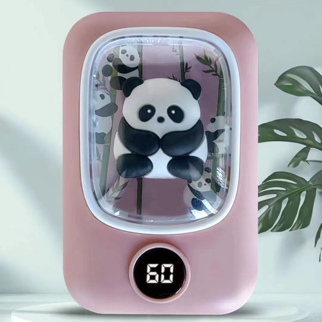 Calentador de manos Panda rosa con pantalla de temperatura